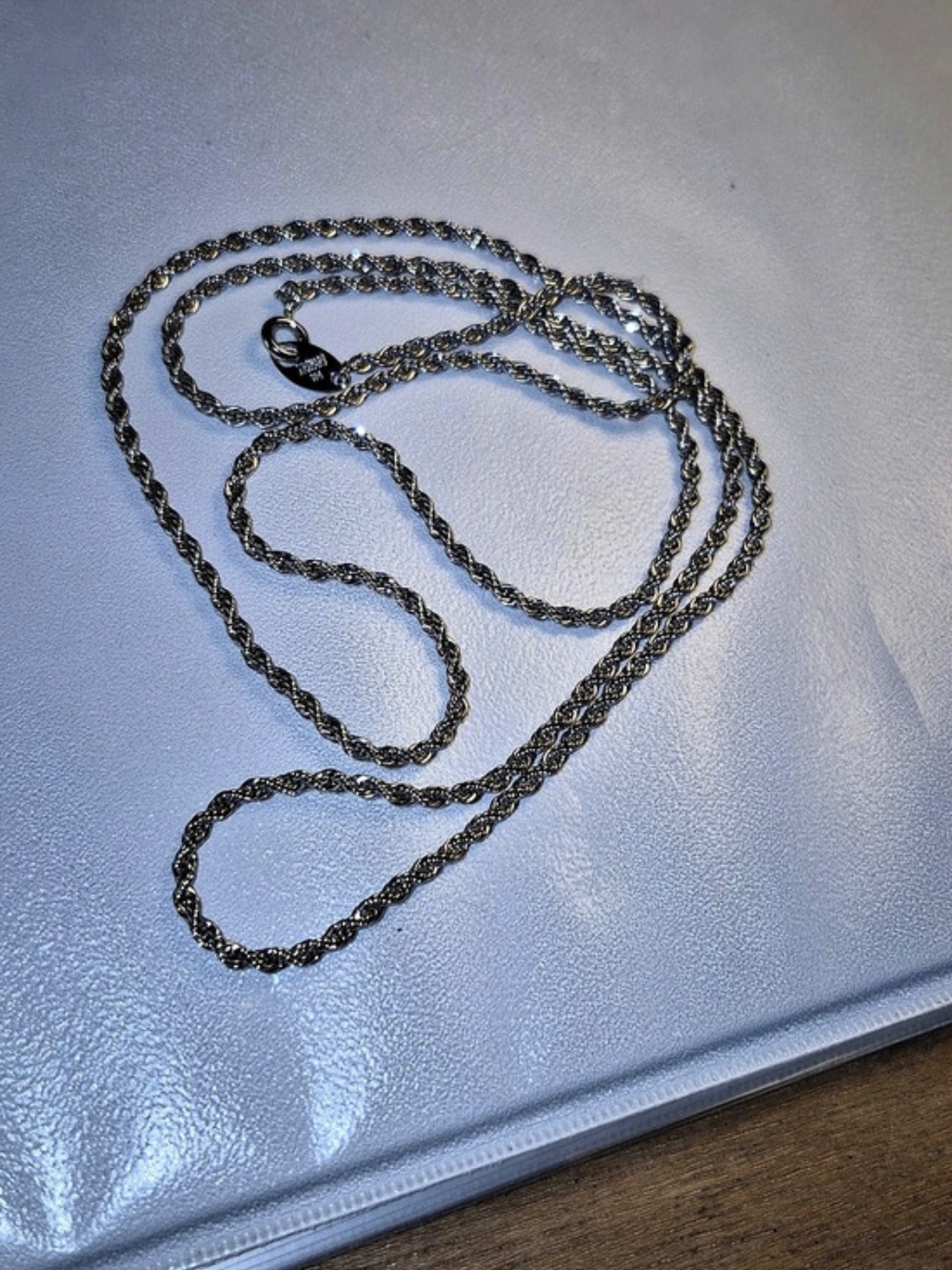 Vintage Trifari Silvertone Twisted Rope Chain Long Necklace 32